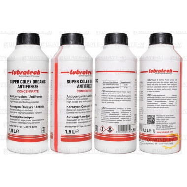 Антифриз 1.5л - концентрат розовый, VW G12++, ASTM 3306 (%50 AF + 50% воды = -37C) / LUBRATECH SUPER COLEX ORGANIC ANTIFREEZE/1.5