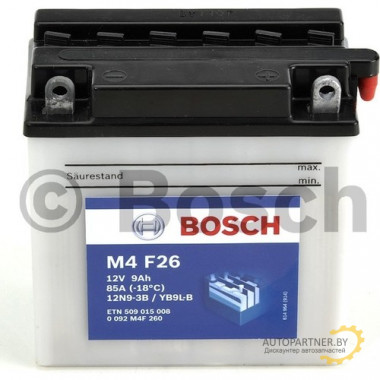 Аккумулятор BOSCH FP M4F 12V 9AH 80A / 0092M4F260