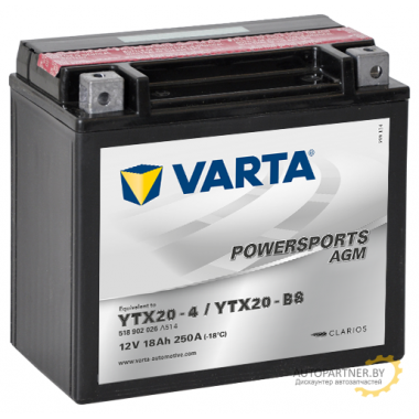 Аккумулятор VARTA 16Ah 180A / 516016018
