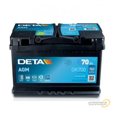 Аккумулятор DETA 12В 70А/ч / DK700