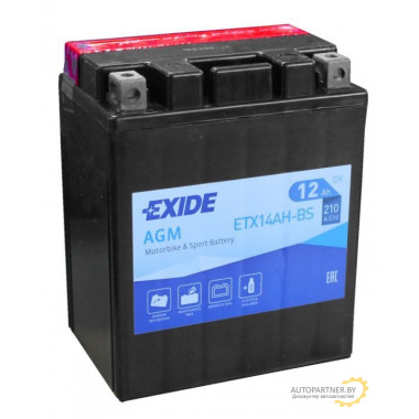 Аккумулятор EXIDE AGM 12 V 12 AH 210 A ETN 1 B0 / ETX14AHBS
