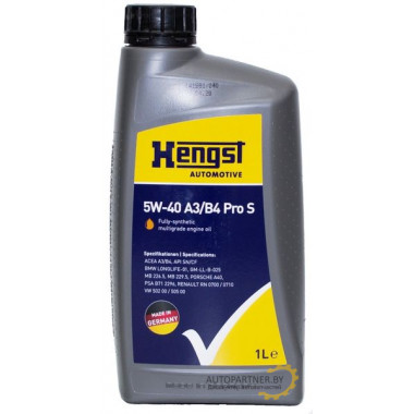 Моторное масло HENGST 5W40 A3/B4 PRO S / 541800000 (1л)