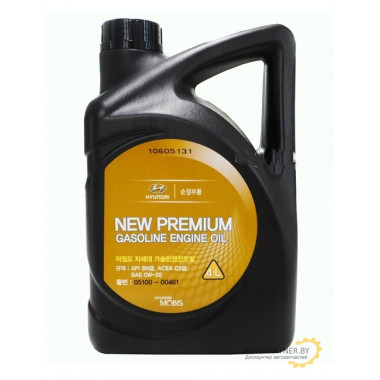 Моторное масло HYUNDAI/KIA NEW PREMIUM GASOLINE ENGINE OIL  0W20 / 0510000461 (4л)