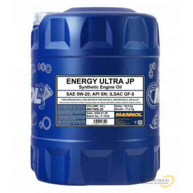 Моторное масло MANNOL ENERGY ULTRA JP 5W20 / 53756 (20л)