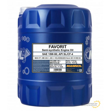 Моторное масло MANNOL FAVORIT 15W50 / 54904 (20л)