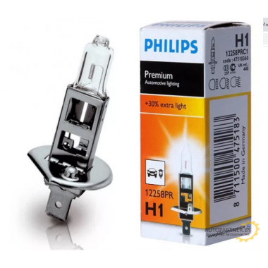 Лампа галогенная Premium +30% H1 12V 55W PHILIPS / 12258PR