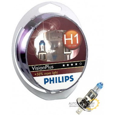 Лампа галогенная VisionPlus +60% H1 12V 55W PHILIPS / 12258VP