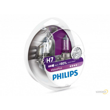 Лампа галогенная VisionPlus +60% H1 12V 55W (2 шт.) PHILIPS / 12258VPS2