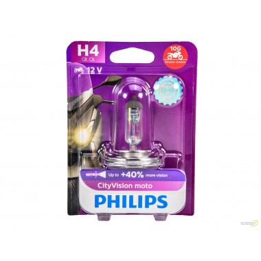 Лампа галогенная CityVision Moto +40% H4 12V 60/55W PHILIPS / 12342CTVBW