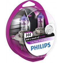 Лампа галогенная ColorVision Purple H4 12V 60/55W (2 шт.) PHILIPS / 12342CVPPS2