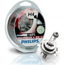 Лампа галогенная VisionPlus +60% H4 12V 60/55W PHILIPS / 12342VP