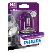 Лампа галогенная VisionPlus +60% H4 12V 60/55W PHILIPS / 12342VPB1