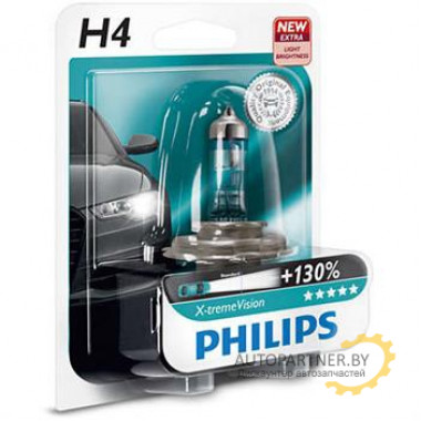 Лампа галогенная X-tremeVision +130% H4 12V 60/55W PHILIPS / 12342XVB1
