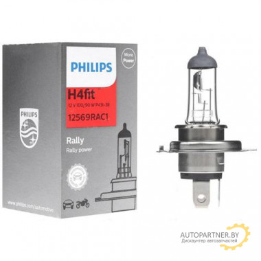 Лампа галогенная Rally H4 12V 100/90W PHILIPS / 12569RAC1