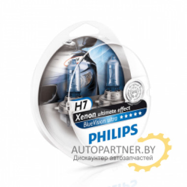 Лампа галогенная BlueVision Ultra H7 +W5W 12V 55W (2+2 шт.) PHILIPS / 12972BVUSM