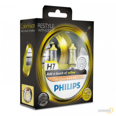 Лампа галогенная ColorVision Yellow H7 12V 55W (2 шт.) PHILIPS / 12972CVPYS2