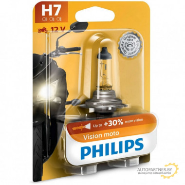 Лампа галогенная Vision Moto +30% H7 12V 55W PHILIPS / 12972PRBW