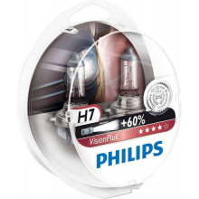 Лампа галогенная VisionPlus +60% H7 12V 55W (2 шт.) PHILIPS / 12972VPS2
