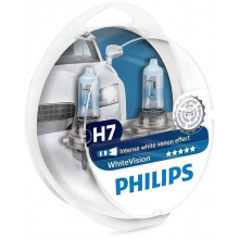Лампа галогенная WhiteVision H7 +W5W 12V 55W (2+2 шт.) PHILIPS / 12972WHVSM