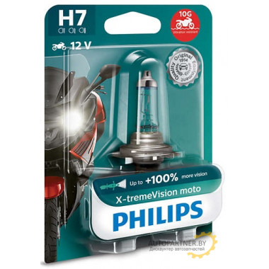Лампа галогенная X-tremeVision Moto +100% H7 12V 55W PHILIPS / 12972XVBW