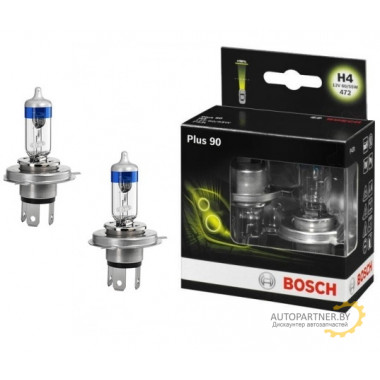 Лампа галогенная Plus 90 H4 12V 60/55W (2 шт.) BOSCH / 1987301074
