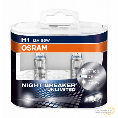 Лампа галогенная FOG BREAKER Off-Road +60% H1 12V 55W Yellow Light (2 шт.) OSRAM / 62150FBRDUOBOX