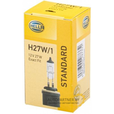 Лампа галогенная H27W/1 12V 27W HELLA / 8GH008991021