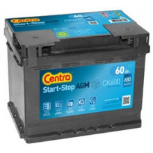 Батарея аккумуляторная CENTRA AGM Start&Stop аккумулятор 12V 60Ah 680A ETN 0(R+) B13 242x175x190 17,9kg
