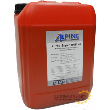 Моторное масло ALPINE TURBO SUPER 10W40 / 0100343 (20л)