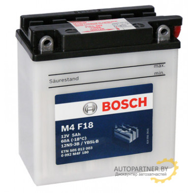 Аккумулятор BOSCH M4 F18 5 а/ч / 0092M4F180
