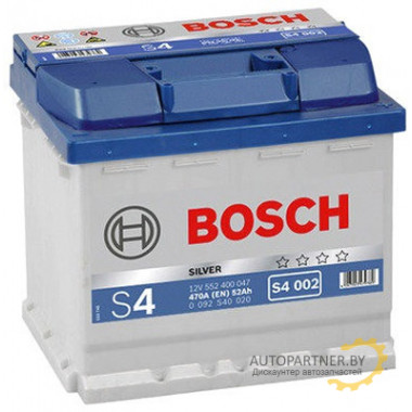 Аккумулятор BOSCH S4 Silver 002 52 а/ч / 0092S40020