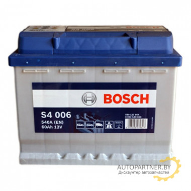 Аккумулятор BOSCH S4 Silver 006 60 а/ч / 0092S40060