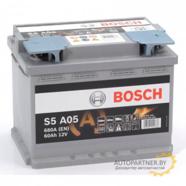 Аккумулятор BOSCH S5 AGM A05 60 А/ч / 0092S5A050