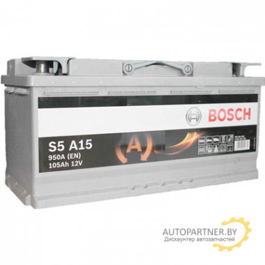 Аккумулятор BOSCH S5 AGM A15 105 А/ч / 0092S5A150