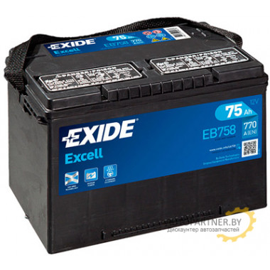 Аккумулятор EXIDE Excell 75 а/ч / EB758