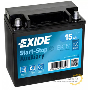Аккумулятор EXIDE Start-Stop Auxiliary 15 А/ч / EK151