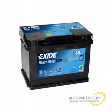 Аккумулятор EXIDE Start-Stop AGM 60 А/ч / EK600