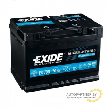 Аккумулятор EXIDE Micro-Hybrid AGM 70 а/ч / EK700