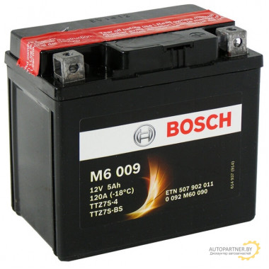 Аккумулятор BOSCH AGM M6 12V 5AH 120A / 0092M60090