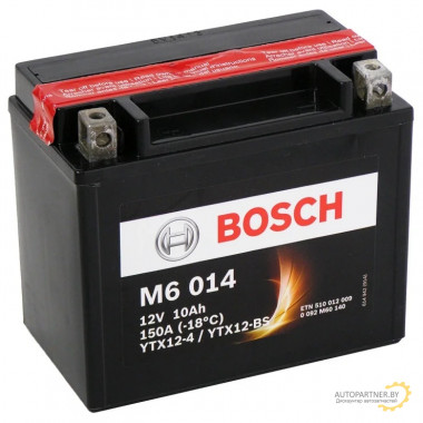 Аккумулятор BOSCH AGM M6 12V 10AH 150A / 0092M60140