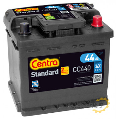 Аккумулятор Centra 12V 44Ah 360A ETN 0(R+) B13 / CC440
