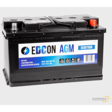 Аккумулятор EDCON AGM 80Ah 760A / DC80760R