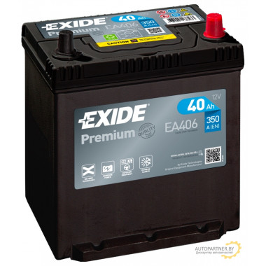 Аккумулятор EXIDE 40Ah 350A / EA406