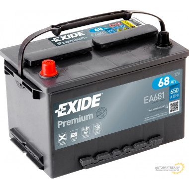 Аккумулятор EXIDE 12V 68AH 650A ETN 1(L+) B13 / EA681