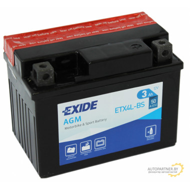 Аккумулятор EXIDE AGM 12 V 3 AH 50 A ETN 0 B0 / ETX4LBS
