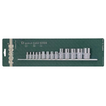 Force 4158 1/4"&3/8"&1/2" Набор головок Е-профиль 15пр