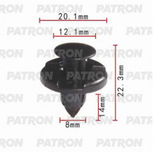 Клипса пластмассовая PATRON (упаковка 100шт) Acura, Honda, Infiniti, Mitsubishi, Nissan / P37-0002A