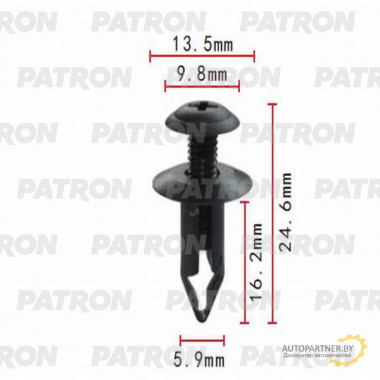 Клипса пластмассовая PATRON GM, Infiniti, Nissan / P37-0010
