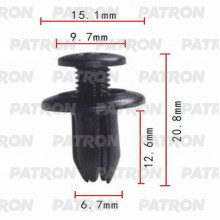 Клипса пластмассовая PATRON (упаковка 100шт) GM, Infiniti, Lexus, Mazda, Mitsubishi, Nissan, Toyota / P37-0024A