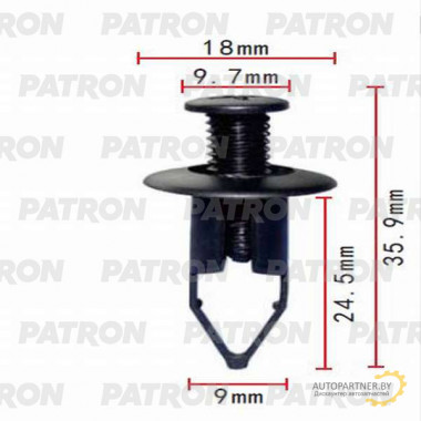 Клипса пластмассовая PATRON Lexus, Mazda, Toyota / P37-0026